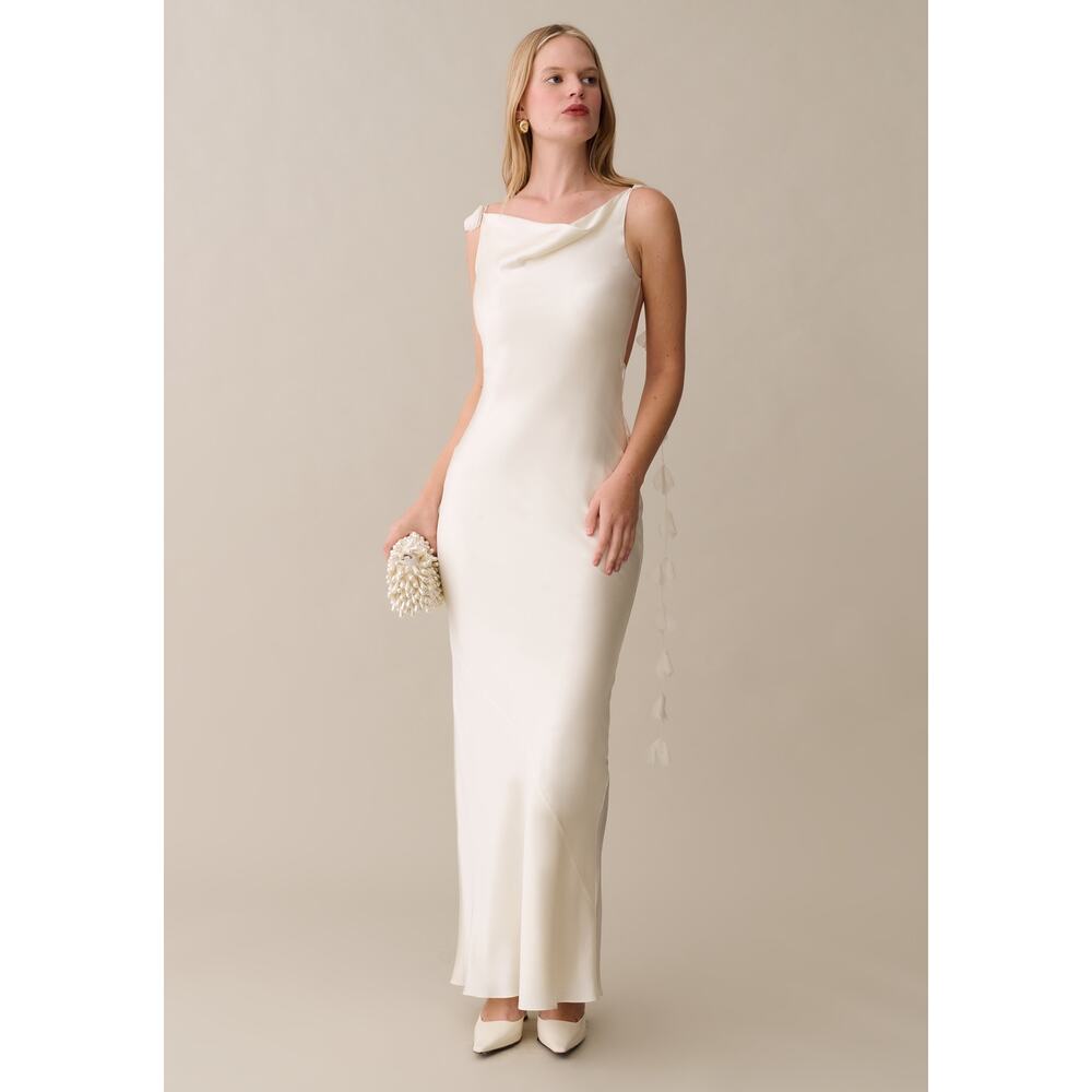 NWT Few Moda o.p.t Ingrid Silk Blend Dress Ivory sz L Romantic Gala Party Fairy